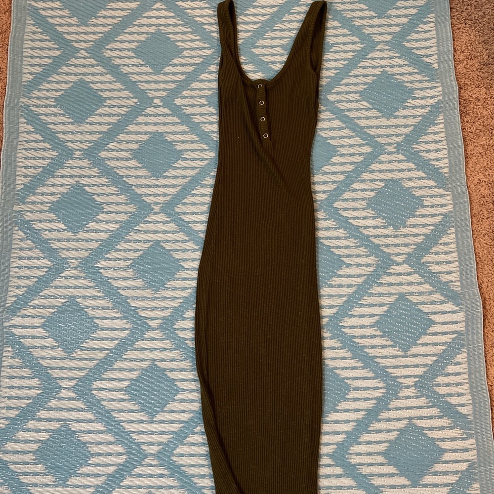 Long army green bodycon dress